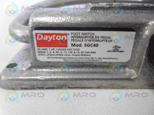 DAYTON 5GC40 FOOT SWITCH *USED*