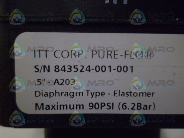 ITT PURE-FLO .5"-A203 DIAPHRAGM VALVE *NEW NO BOX*