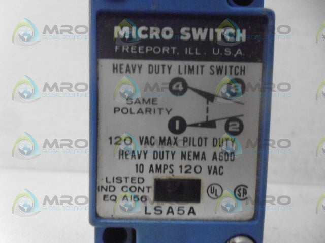 MICROSWITCH LSA5A HEAVY DUTY LIMIT SWITCH (AS PICTURED) *NEW NO BOX*