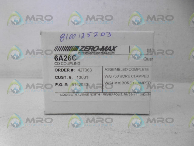 ZERO MAX 6A26C CD COUPLING *NEW IN BOX*