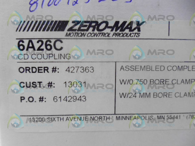 ZERO MAX 6A26C CD COUPLING *NEW IN BOX*