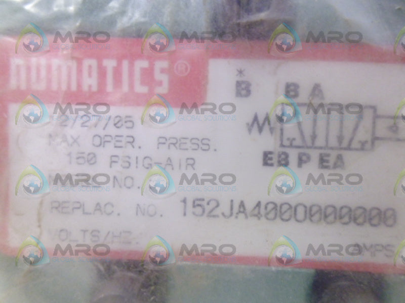 NUMATICS 152JA400O000000 AIR PILOT VALVE *NEW IN FACTORY BAG*