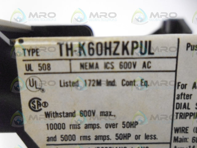 MITSUBISHI TH-K60TA THERMAL OVERLOAD RELAY *NEW IN BOX*