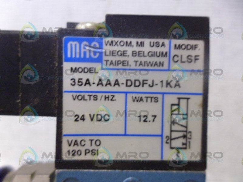 MAC 35A-AAA-DDFJ-1KA SOLENOID VALVE *USED*