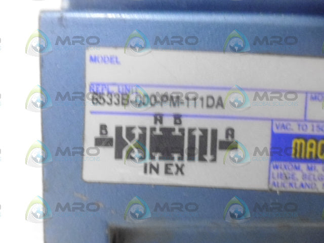 MAC 6533B-000-PM-111DA PNEUMATIC VALVE *USED*