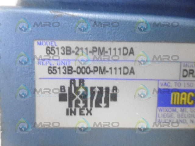 MAC 6513B-211-PM-111DA SOLENOID VALVE *USED*