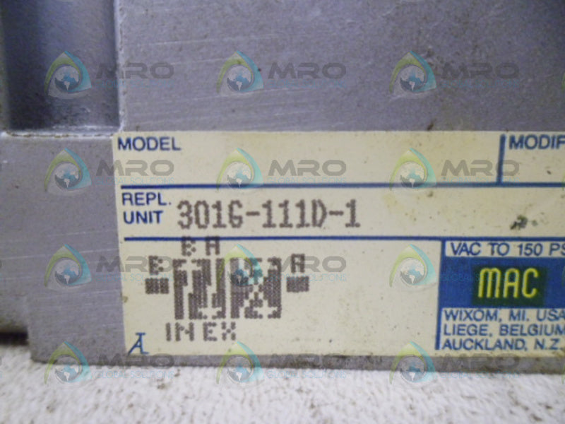 MAC 301G-111D-1 SOLENOID VALVE *USED*