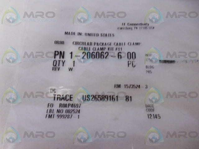 IE CONNECTIVITY 1-206062-6 PLUG KIT WITH CABLE CLAMP *NEW IN FACTORY BAG*