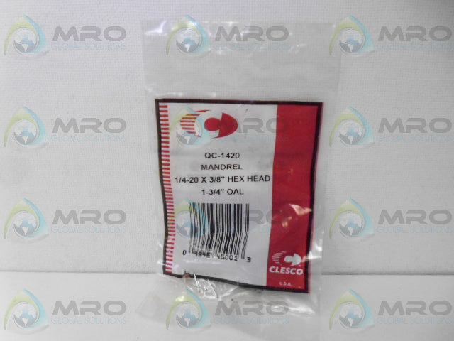 CLESCO QC-1420 THREADED MANDREL *NEW IN FACTORY BAG*