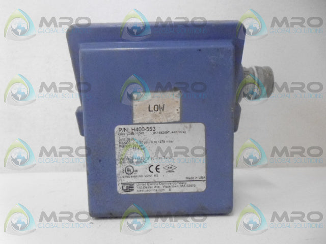 UNITED ELECTRIC H400-553 PRESSURE SWITCH *USED*