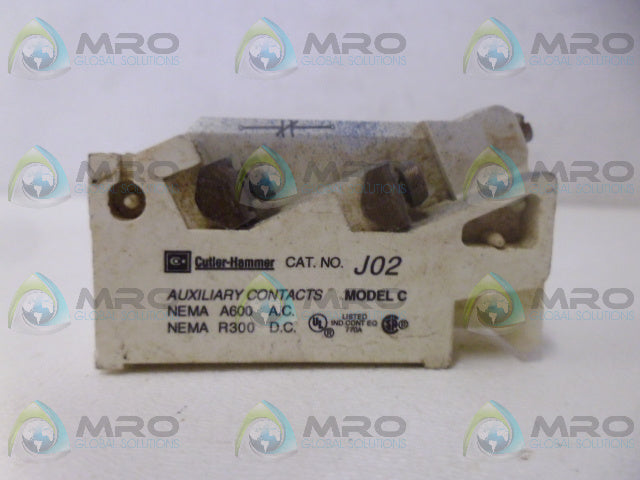 CUTLER HAMMER J02 AUXILIARY CONTACT*USED*