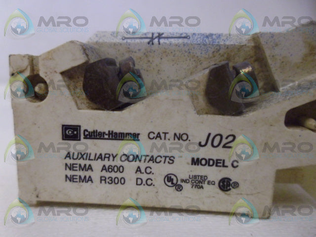 CUTLER HAMMER J02 AUXILIARY CONTACT*USED*