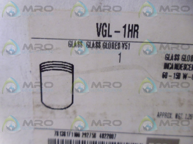 APPLETON VGL-1HR GLASS GLOBE *NEW IN BOX*