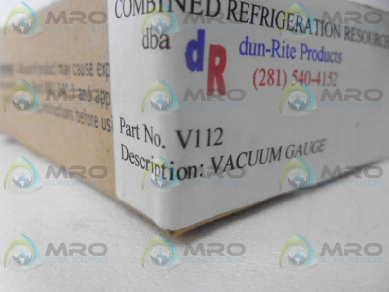 DUNRITE V112 VACUUM GUAGE  NSMP