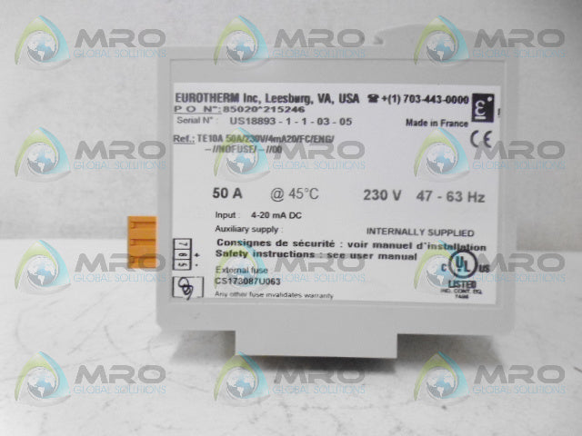 EUROTHERM TE10A50A/230V/4MA20/FC/ENG/-//NOFUSE/-//00 CONTROLLER *NEW IN BOX*