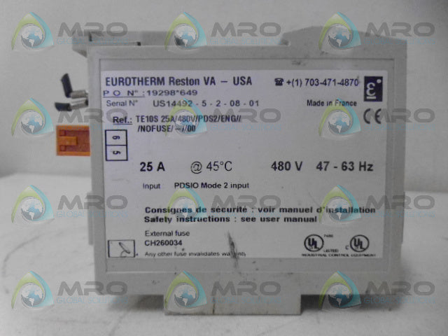 EUROTHERM TE10S25A/480V/PDS2/ENG///NOFUSE/-//00 SOLID STATE RELAY *NEW NO BOX*