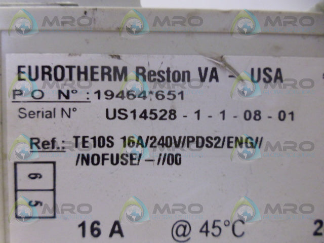 EUROTHERM TE10S16A/240V/PDS2/ENG///NOFUSE/-//00 SOLID STATE RELAY *NEW NO BOX*