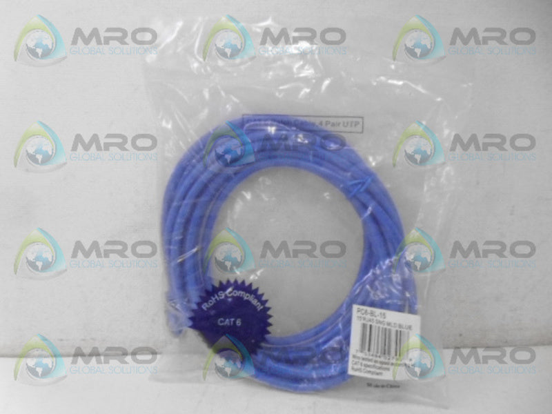 INDUSTRIAL MRO# PC6-BL-15 CAT. 6 ETHERNET CABLE *NEW IN FACTORY BAG*