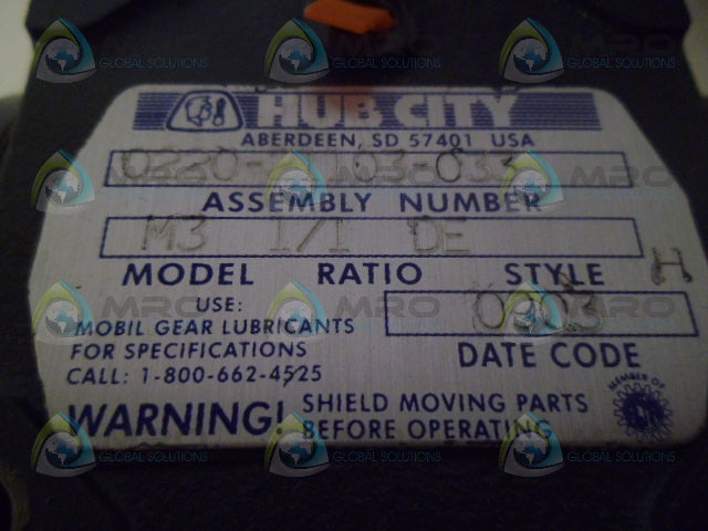 HUB CITY 0220-21103-033 GEAR REDUCER RATIO 1/1 *NEW IN BOX*