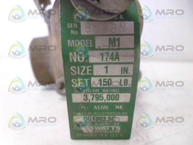 WATTS M1 174A WATER PRESSURE RELIEF VALVE 1" *USED*