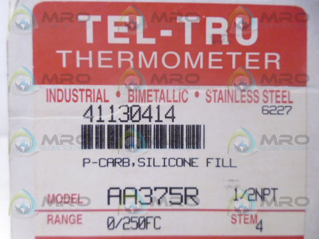 TEL-TRU AA375R THERMOMETER 1/2'' 4'' STEM 250F *NEW IN BOX*