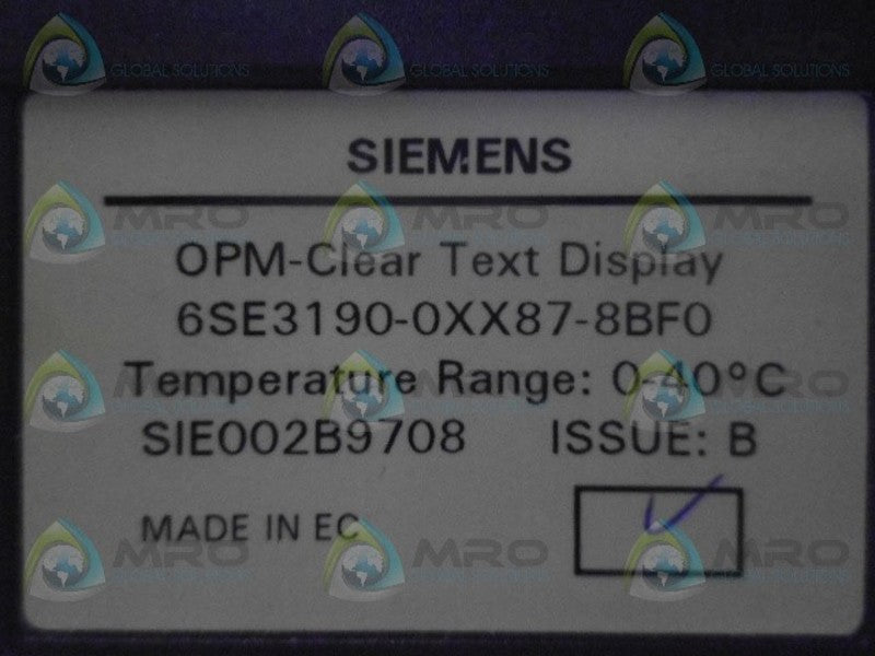 SIEMENS 6SE3190-0XX87-8BF0 OPM-CLEAR TEXT DISPLAY NSMP