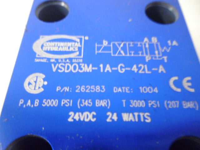 CONTINENTAL HYDRAULICS VSD03M-1A-G-42L-A HYDRAULIC VALVE *NEW IN BOX*