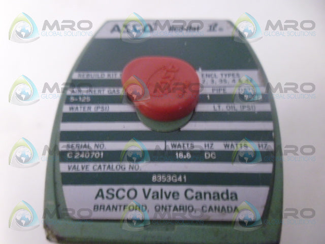 ASCO 8353G41 VALVE (AS PICTURED)  *USED*