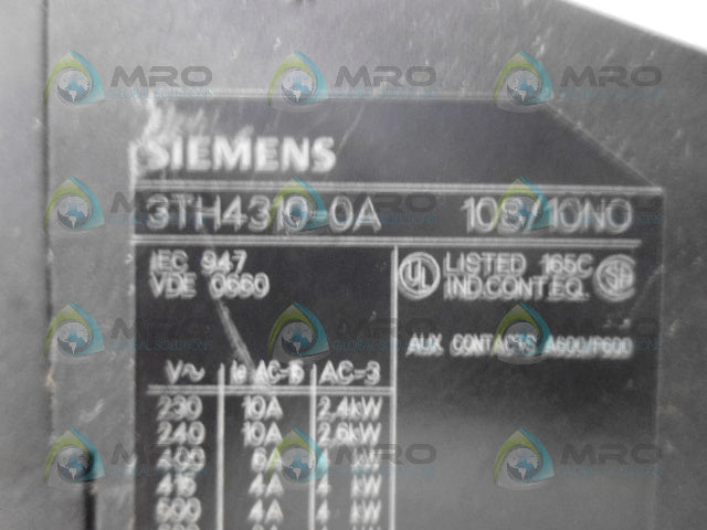 SIEMENS 3TH4310-0A CONTROL RELAY *USED*