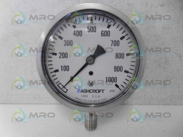 ASHCROFT 10-1008-SL-02L-1000# DURALIFE GUAGE *NEW IN BOX*