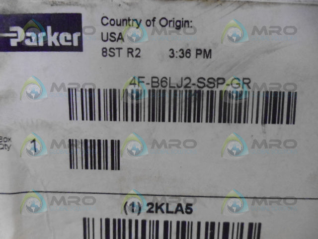 PARKER 4F-B6LJ2-SSP-GR BALL VALE *NEW IN BOX*