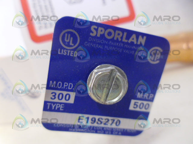 SPORLAN E19S270 VALVE LESS COIL *NEW IN BOX*