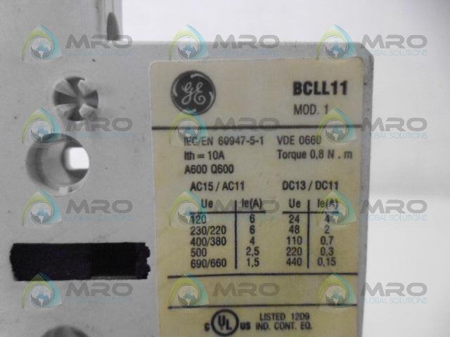 GE BCLL11 AUXILIARY CONTACT *USED*