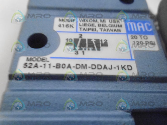 MAC 52A-11-B0A-DM-DDAJ-1KD SOLENOID VALVE *USED*