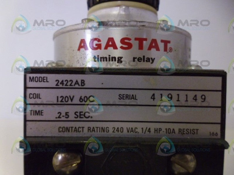 AGASTAT 2422AB TIMING RELAY (.2-5 SECONDS) *NEW NO BOX*