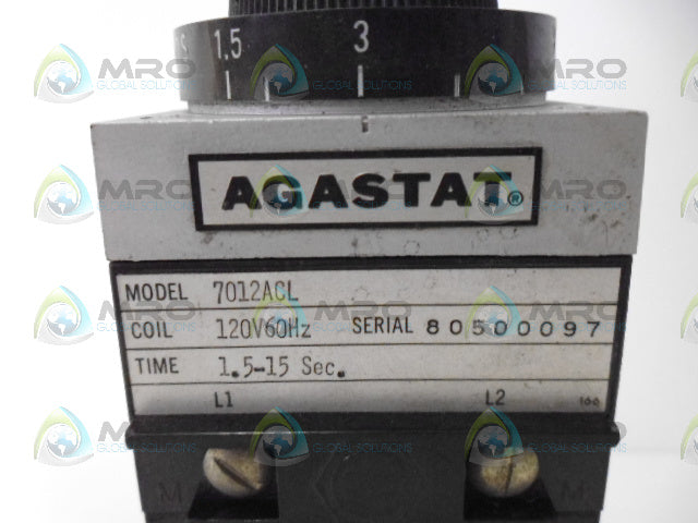AGASTAT 7012ACL TIMING RELAY (1.5-15 SECONDS) *NEW NO BOX*