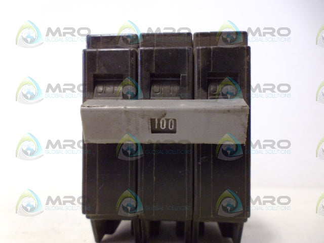 CUTLER HAMMER CHB3100 CIRCUIT BREAKER 3P 100A *USED*