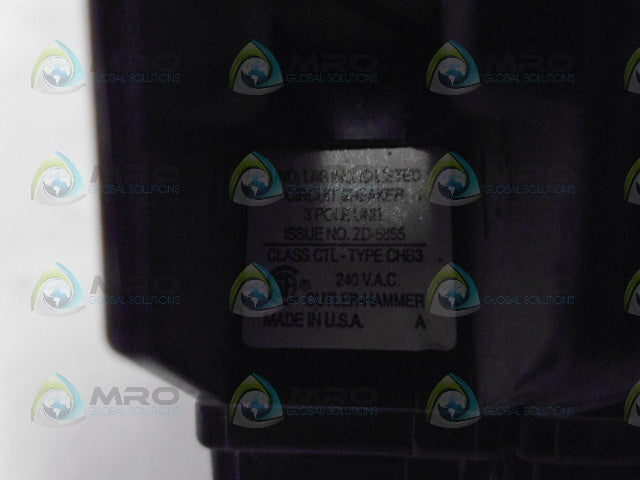 CUTLER HAMMER CHB3100 CIRCUIT BREAKER 3P 100A *USED*