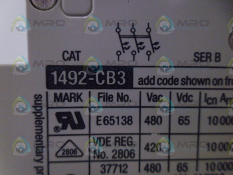 ALLEN BRADLEY 1492-CB3G070 SER. B CIRCUIT BREAKER *NEW NO BOX*