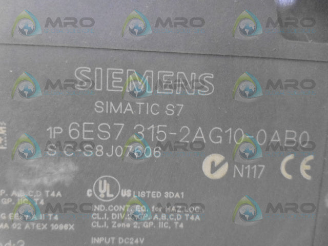 SIEMENS 6ES7 315-2AG10-0AB0 CPU MODULE (AS PICTURED) *NEW NO BOX*