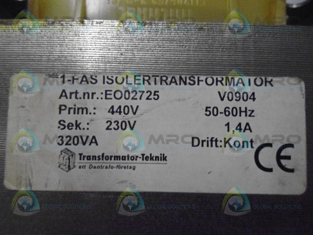 TRANSFORMATOR-TEKNIK EO02725 TRANSFORMER *NEW NO BOX*
