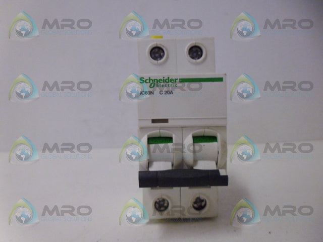 SCHNEIDER ELECRIC IC60N C20A CIRCUIT BREAKER 2P 20A *USED*