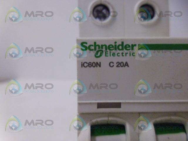 SCHNEIDER ELECRIC IC60N C20A CIRCUIT BREAKER 2P 20A *USED*