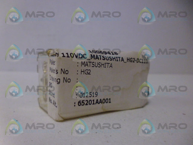 MATSUSHITA HG2-DC110V RELAY *USED*