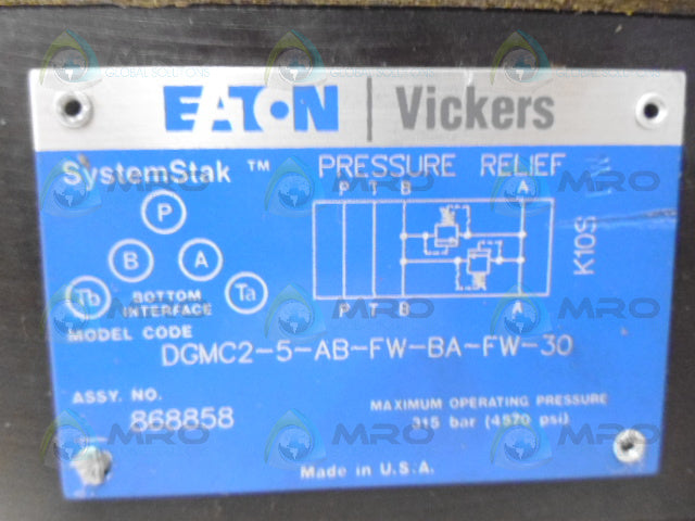VICKERS DGMC2-5-AB-FW-BA-FW-30 PRESSURE RELIEF VALVE *NEW NO BOX*