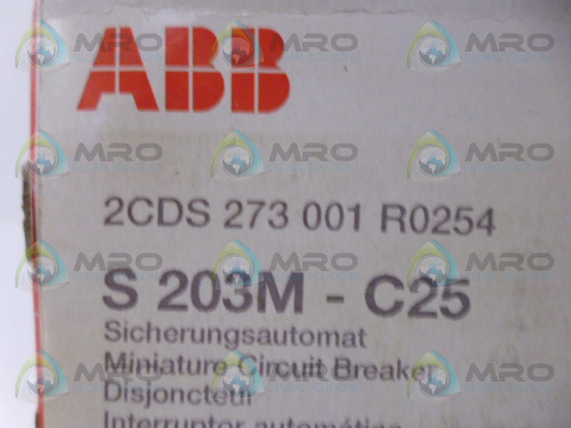 ABB S203M-C25 CIRCUIT BREAKER 25A *NEW IN BOX*