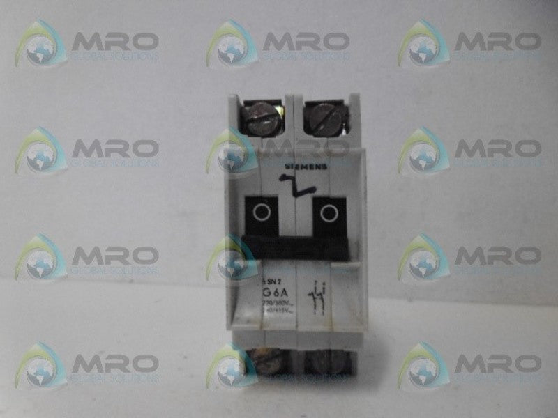SIEMENS 5SN2 G6A CIRCUIT BREAKER 2P 6A  UNMP