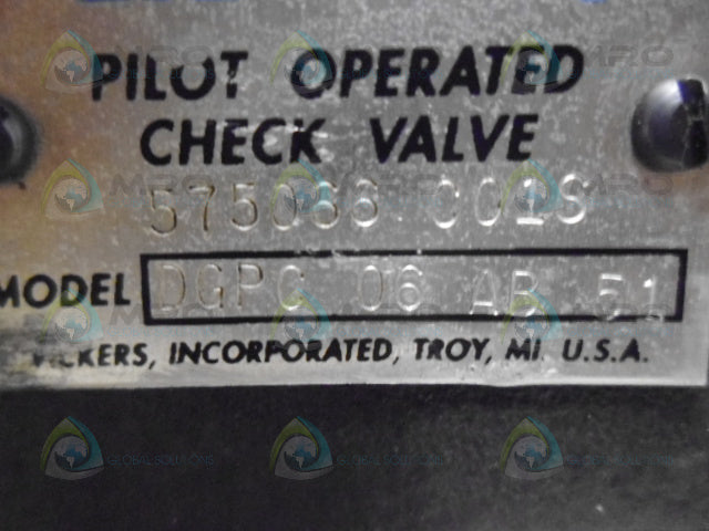 VICKERS DGPC-06-AB-51 PILOT OPERATED CHECK VALVE *NEW NO BOX*