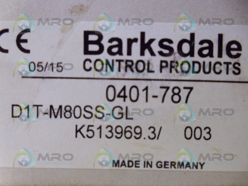 BARKSDALE D1T-M80SS-GL PRESSURE SWITCH NSMP