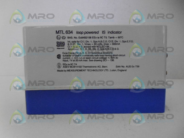 MEASUREMENT TECHNOLOGIES MTL634 LOOP POWERED IS INDICATOR *NEW NO BOX*
